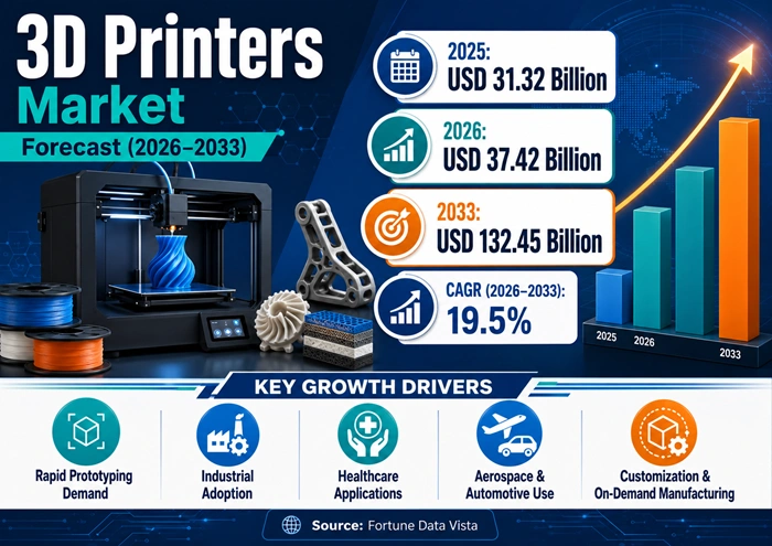 3D Printers Market Size to Hit USD 132.45 Billion by 2033 3D Printers Market Size to Hit USD 132.45 Billion by 2033