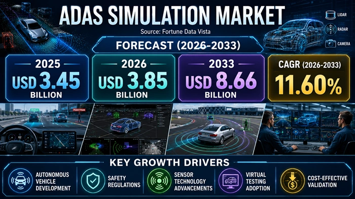 ADAS Simulation Market Size to Hit USD 8.66 Billion by 2033 ADAS Simulation Market Size to Hit USD 8.66 Billion by 2033