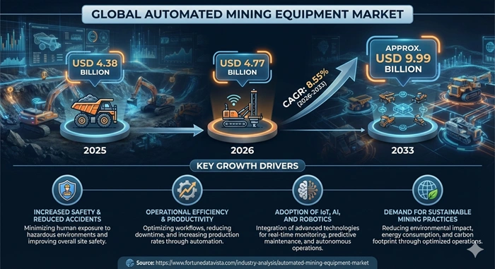 Automated Mining Equipment Market Size to Hit USD 9.99 Billion by 2033 Automated Mining Equipment Market Size to Hit USD 9.99 Billion by 2033