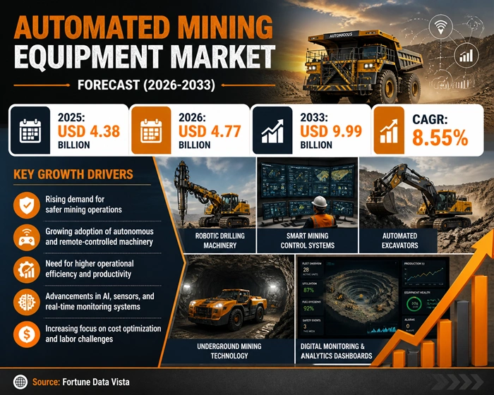 Automated Mining Equipment Market Size to Hit USD 9.99 Billion by 2033 Automated Mining Equipment Market Size to Hit USD 9.99 Billion by 2033