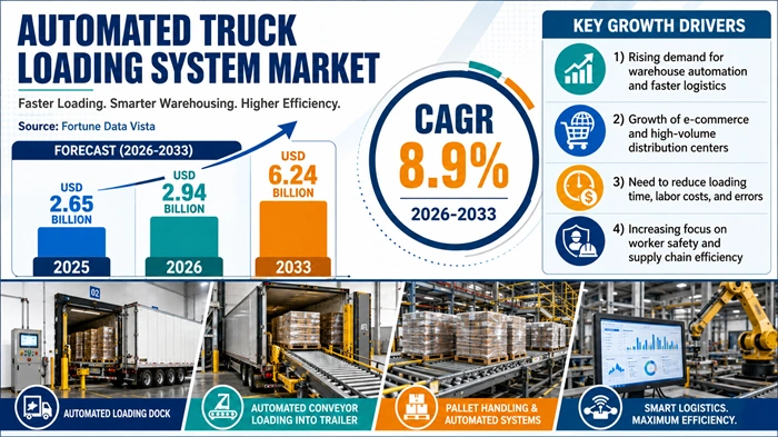 Automated Truck Loading System Market Size to Hit USD 6.24 Billion by 2033 Automated Truck Loading System Market Size to Hit USD 6.24 Billion by 2033