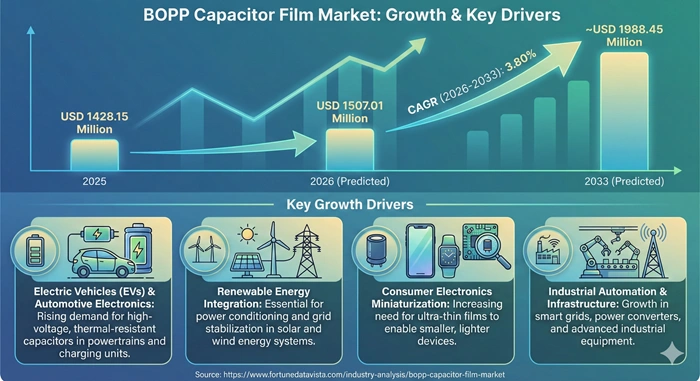 BOPP Capacitor Film Market Size to Hit USD 1988.45 Million by 2033 BOPP Capacitor Film Market Size to Hit USD 1988.45 Million by 2033