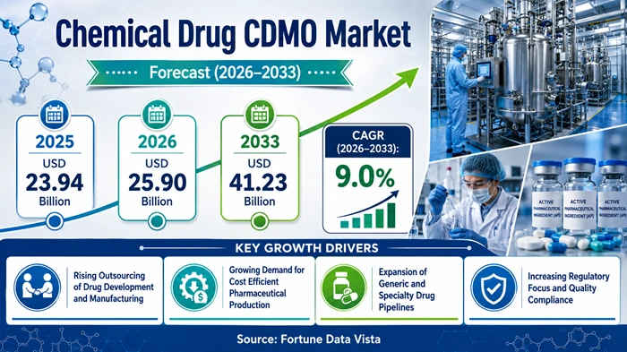 Chemical Drug CDMO Market Size to Hit USD 41.23 Billion by 2033 Chemical Drug CDMO Market Size to Hit USD 41.23 Billion by 2033