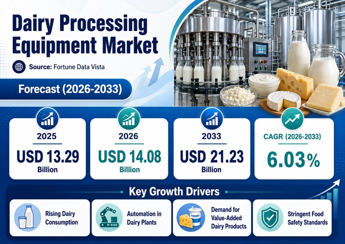 Dairy Processing Equipment Market Size to Hit USD 21.23 Billion by 2033