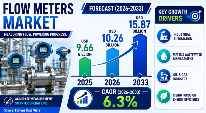 Flow Meters Market Size to Hit USD 15.87 Billion by 2033 Flow Meters Market Size to Hit USD 15.87 Billion by 2033