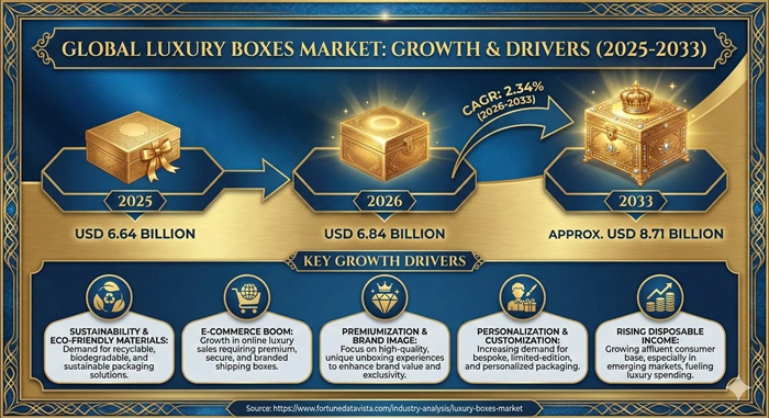 Luxury Boxes Market Size to Hit USD 8.71 Billion by 2033 Luxury Boxes Market Size to Hit USD 8.71 Billion by 2033