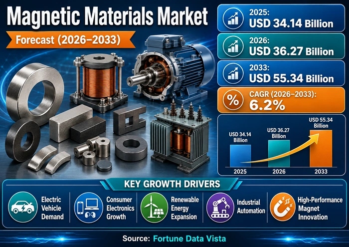 Magnetic Materials Market Size to Hit USD 55.34 Billion by 2033 Magnetic Materials Market Size to Hit USD 55.34 Billion by 2033