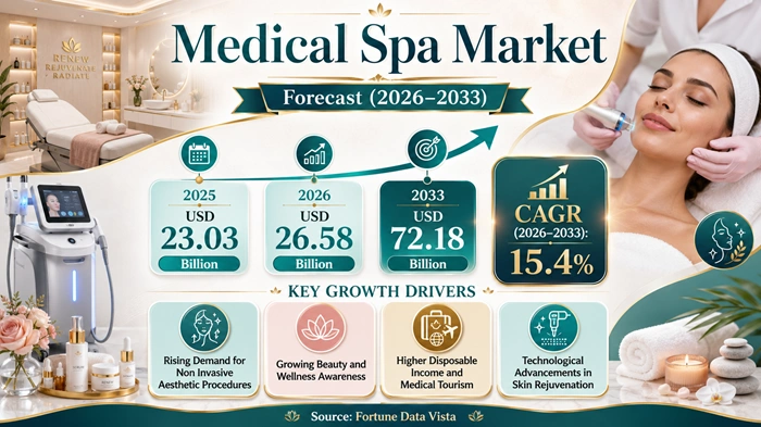 Medical Spa Market Size to Hit USD 72.18 Billion by 2033 Medical Spa Market Size to Hit USD 72.18 Billion by 2033