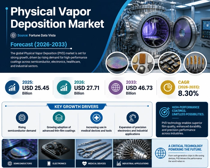 Physical Vapor Deposition Market Size to Hit USD 46.73 Billion by 2033 Physical Vapor Deposition Market Size to Hit USD 46.73 Billion by 2033