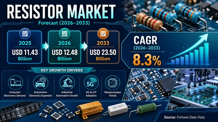 Resistor Market Size to Hit USD 23.50 Billion by 2033 Resistor Market Size to Hit USD 23.50 Billion by 2033