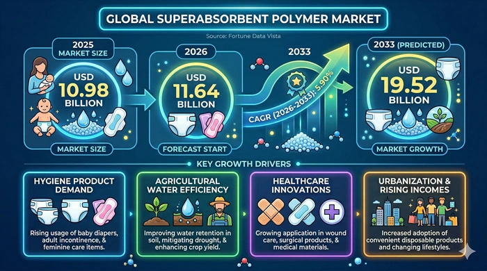 Superabsorbent Polymer Market Size to Hit USD 19.52 Billion by 2033 Superabsorbent Polymer Market Size to Hit USD 19.52 Billion by 2033