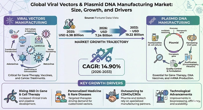 Viral Vectors & Plasmid DNA Manufacturing Market Size to Hit USD 19.22 Billion by 2033